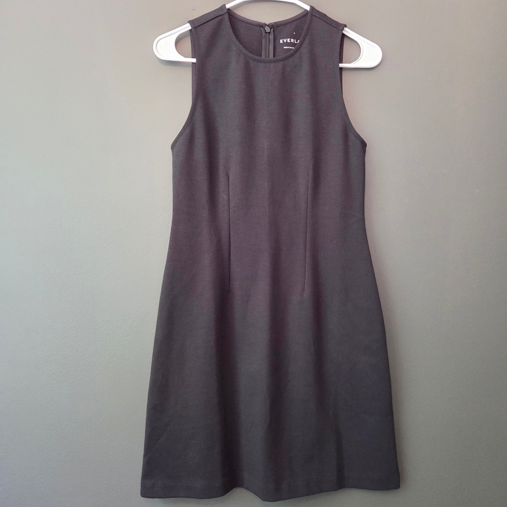 NEW Everlane The Dream Shift Dress Black Sleeveless Mini Cotton Modal‎ Small LBD